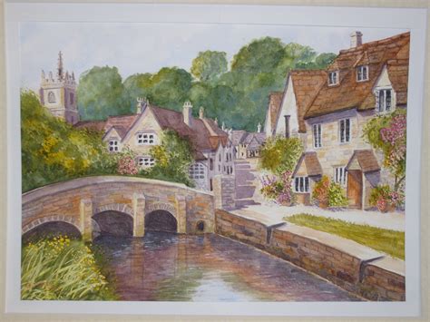 Castle Combe Watercolour Inspired By Terry Harrison Watercolor