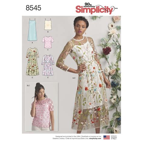 Simplicity Sewing Pattern Misses Sheer Dress With Slip Or Cami