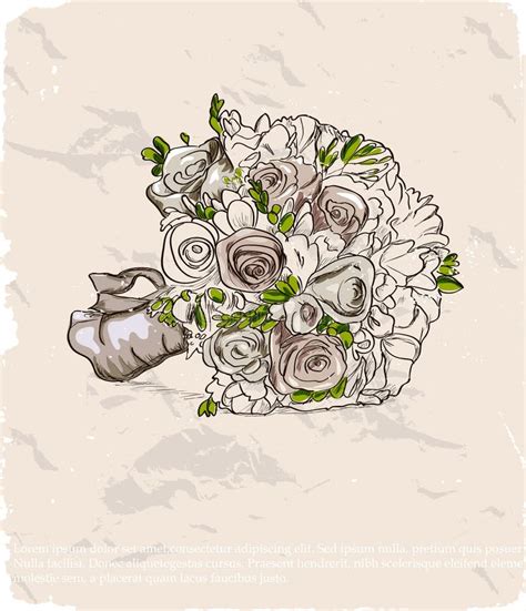Wedding Bouquet Hand Drawn Illustration Stock Vector Illustration Of