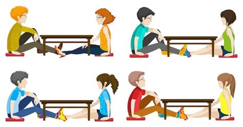 Premium Vector Faceless People Sitting Across Each Other