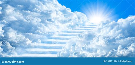 Stairway Curving Through Clouds Stock Photo Image Of Sunbeam Stair