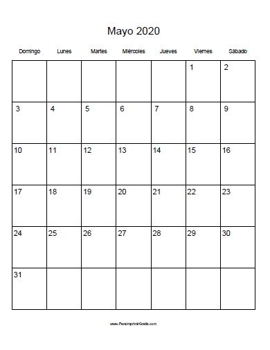 Traición Estaño Énfasis Calendario De Mayo 2020 Para Imprimir De Nada