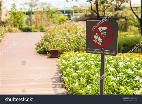 Sign Garden Cautioning Not Pluck Flowers Stock Photo 514991986