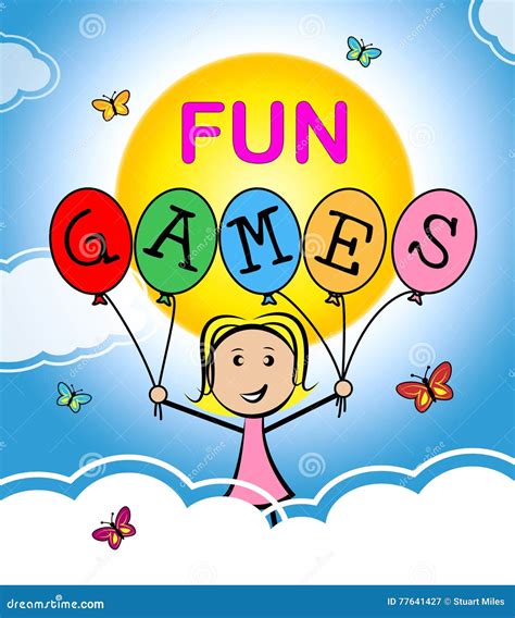 Fun Games Means Play Time And Cheerful Stock Illustration