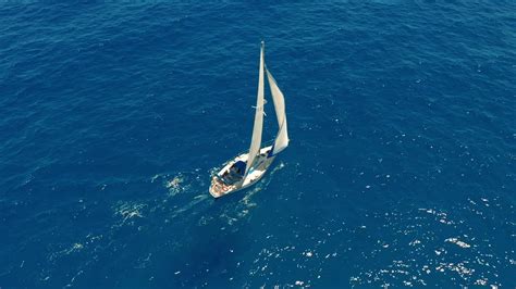 Aerial View Yacht Sailing On Open Sea At Stock Footage Sbv 337620566