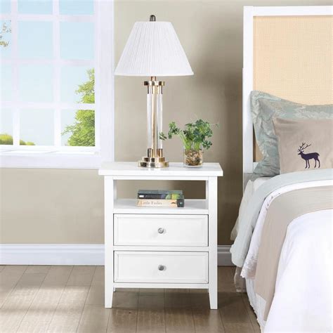 Walker White 2 Drawer 2275 In W Nightstand 834 10 50 The Home Depot