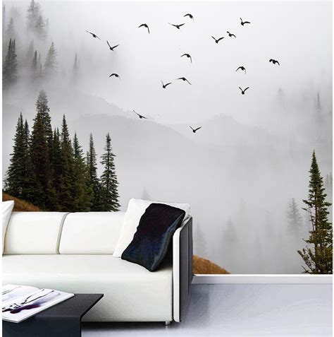 3d Wallpaper Custom 3d Photo Wallpaper Misty Mountains