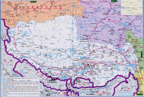 It covers an area of 1 2 million square kilometers which is 4 000 meters above sea level at an average. Tibet Autonomous Region Map, China - Full size | Gifex