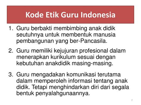 Ppt Kode Etik Guru Indonesia Yang Profesional Powerpoint Presentation