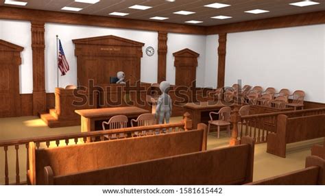 3d Render Cartoon Characters Courtroom Stock Illustration 1581615442
