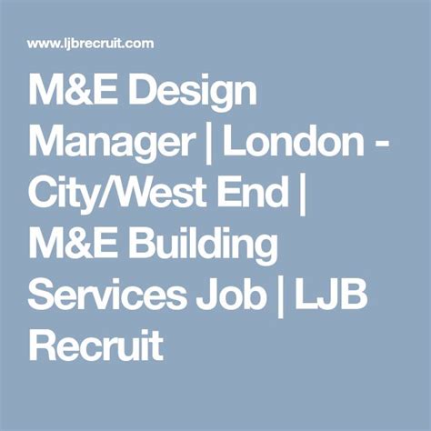 Mande Design Manager London Citywest End Mande Building Services Job