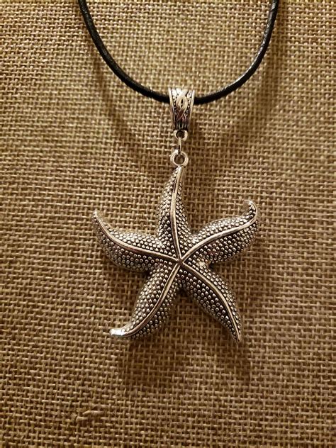 Starfish Necklace Silver Tone Charm Necklace Cross Necklace Jewelry
