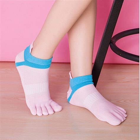 1pair Fashion Women 100 Cotton Five Finger Socks Casual Toe Breathable