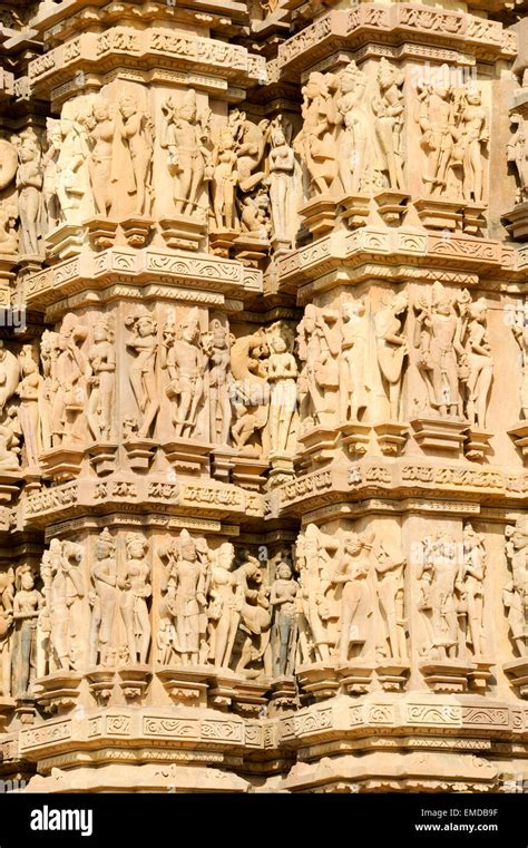 Detail Of Artwork At The Khajuraho Temples On India Stock Photo Alamy
