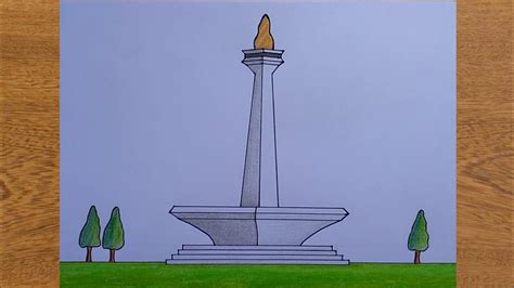 Cara Menggambar Tugu Monas Dengan Mudah Menggambar Monumen Nasional