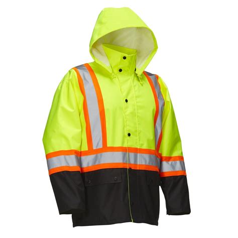 Forcefield Hi Vis Safety Rain Jacket With Snap Off Hood Rumors Safety