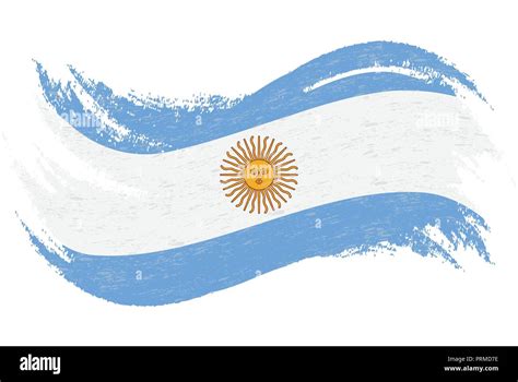 La Bandera Nacional De Argentina Diseñado Con Trazos De Pincel Aislado Sobre Un Fondo Blanco