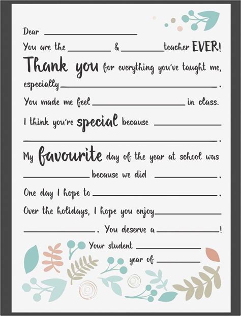 Thank You Note For Preschool Teacher Appreciation Letter