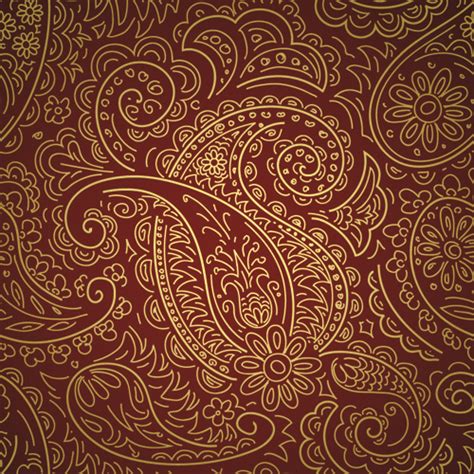 Set Of Brown Paisley Patterns Vector Material 02 Free Download
