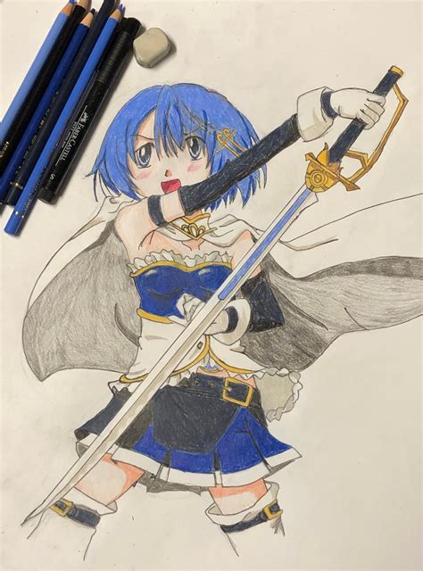 Sayaka Miki Sketch And Coloured Pencils Madokamagica