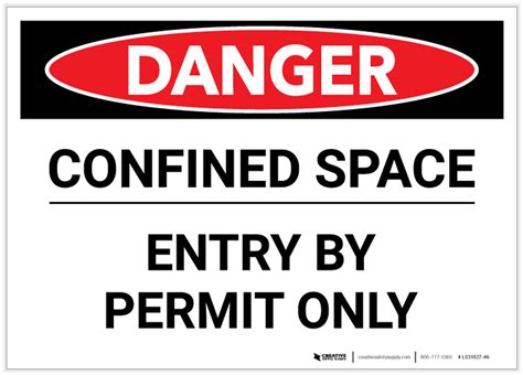 Danger Confined Space Entry By Permit Only Label Creative Safety