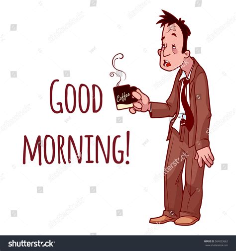 Sleepy Man Suit Cup Coffee Good Stock Vector 504023662 Shutterstock