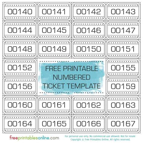 Printable Numbered Raffle Tickets Pdf Calendar Printable