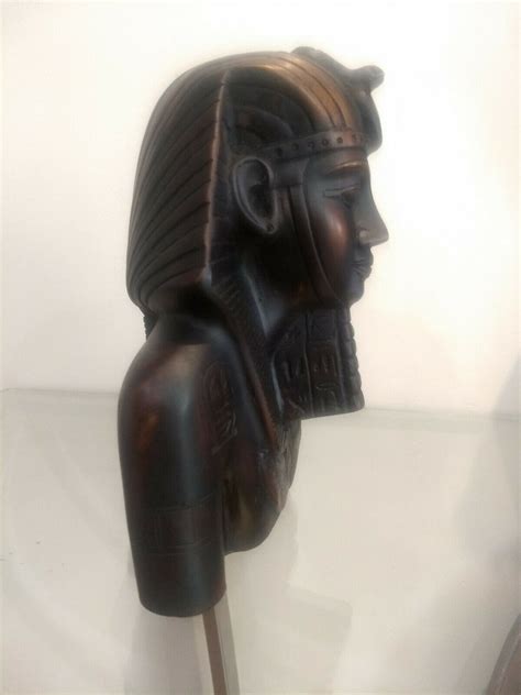 Ancient Egyptian Pharaoh King Tut Hand Made In Egypt Bust Statue