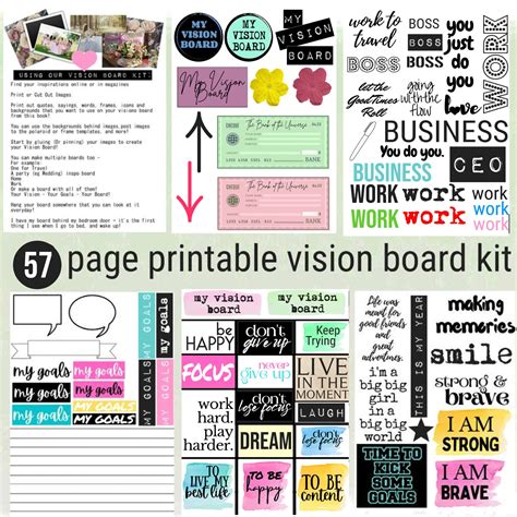 Vision Board Kit With Printable Words Quotes Images Frames Etsy