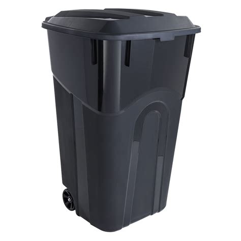 hyper tough 45 gallon wheeled heavy duty plastic garbage can attached lid black ph