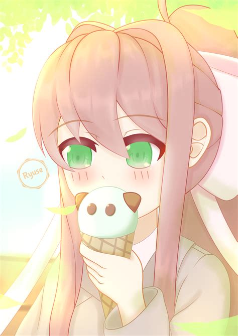 Oc Fanart Monika Eating Icecream Rddlc