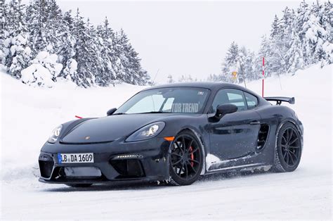 Spied Porsche 718 Cayman Gt4 Caught Testing In The Snow