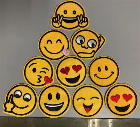 Lot Set Of 10 Smiley Face Emojiemoticon Iron On Appliqueembroidered