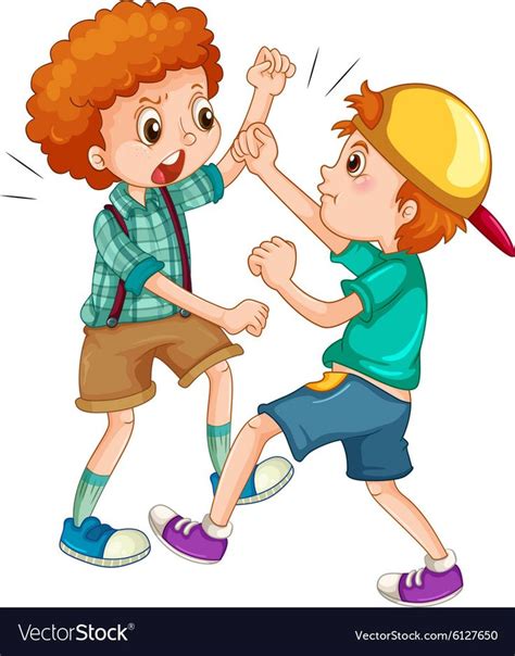 Two Boys Fighting Each Other Vector Image On Vectorstock