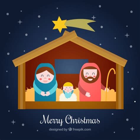 Cute Nativity Scene In Flat Design Free Vectors Ui Download