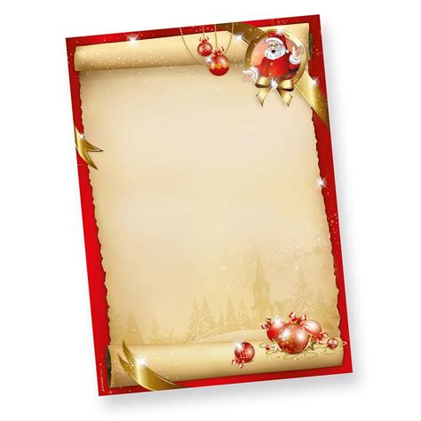 Ausdrucken weihnachtsbriefpapier kostenlos pdf : Weihnachtsbriefpapier SANTA 50 Blatt Briefpapier Weihnachten Rot