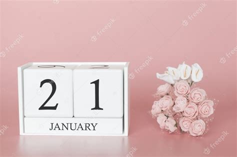 Premium Photo January 21st Day 21 Of Month Calendar Cube On Modern