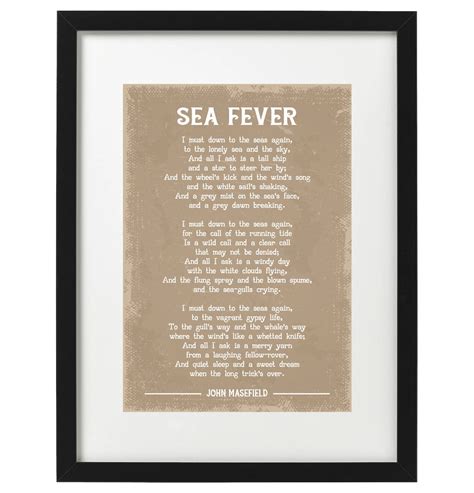John Masefield Sea Fever Poem Art Print Etsy Uk