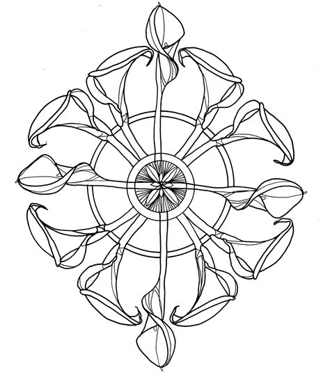 Line Drawing Flowers Lily Mandala Flower Drawing Line Drawing