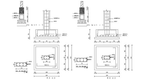 Building Column Footing Plan Design Autocad Drawing C