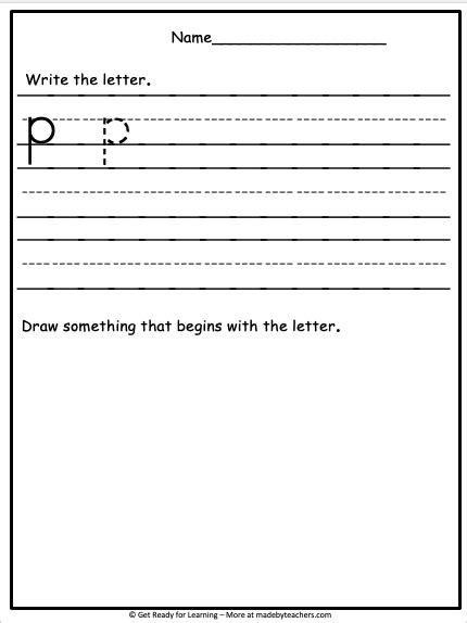 Lowercase P Letter Writing Practice Made By Teachers