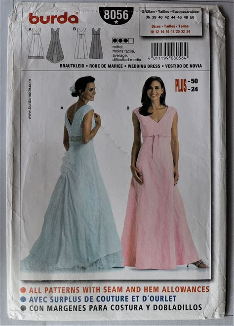 Sewing Kits And How To Misseswomens Wedding Dress Burda 8056 Bridesmaid Dress With Variations