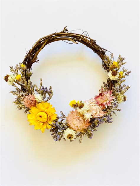 Dried Flower Wreath Dried Flowers And Herbs Wreath Etsy