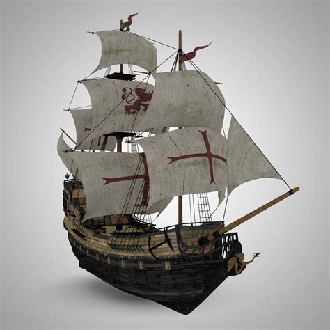 Galleon Sailing Pirate Ship Black Pearl 3d Model Cgtrader