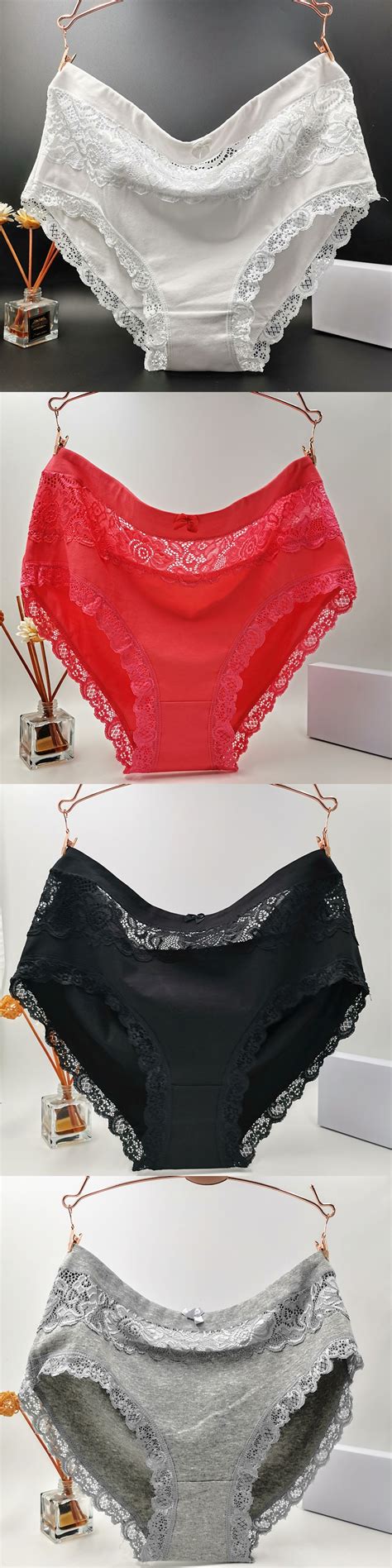 YAVO SOSO High Quality Lingeries Briefs Women Breathable Cotton Underwear Plus Size XL Lace Bow