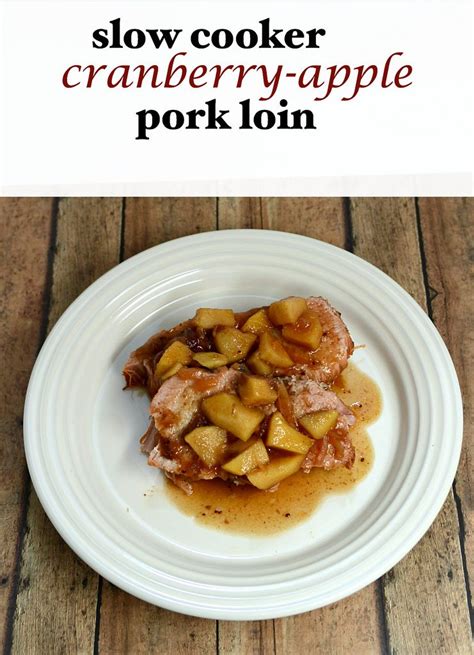 In a bowl mash cranberry sauce; Slow Cooker Crockpot Cranberry-Apple Pork Loin