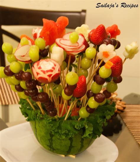 Great for mother's day, birthdays, or any celebration! Sailaja's Recipes: DIY- Fruit Bouquet -Edible Arrangements
