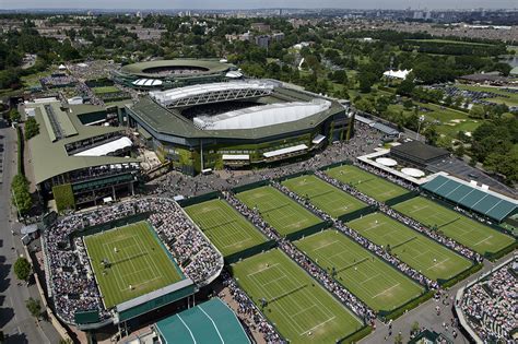 Court dimensions of wimbledon are:total area of grass on each of centre & no.1 courts is 41m x 22m.singles court is length 23.77m (78') x width although nobody sells food in the stands on center court at wimbledon, spectators are permitted to bring food in from the grounds' restaurants and food. ESPN's Wimbledon Efforts Deliver for Fans