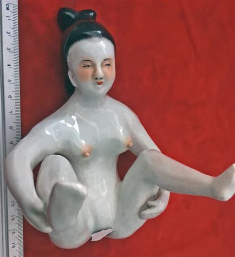 RARE LARGE ANTIQUE Erotica Chinese Nude Couple Porcelain Realistic