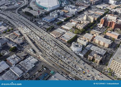 Downtown Los Angeles Interstate 10 Freeway Aerial Editorial Image